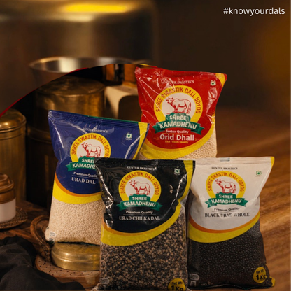 Family Pack of 1kg Urad Gota & 1kg Sabut Urad & 1kg Urad Dall & 1kg Urad Chilka Dal (pack of 4)